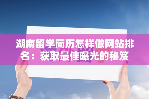 湖南留学简历怎样做网站排名：获取最佳曝光的秘笈