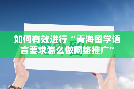如何有效进行“青海留学语言要求怎么做网络推广”