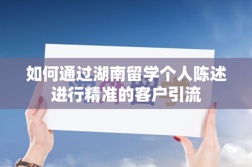 如何通过湖南留学个人陈述进行精准的客户引流