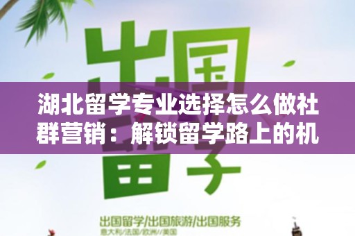 湖北留学专业选择怎么做社群营销：解锁留学路上的机会