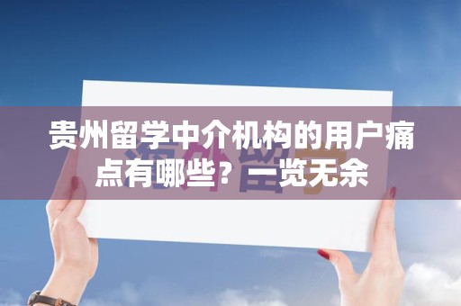贵州留学中介机构的用户痛点有哪些？一览无余